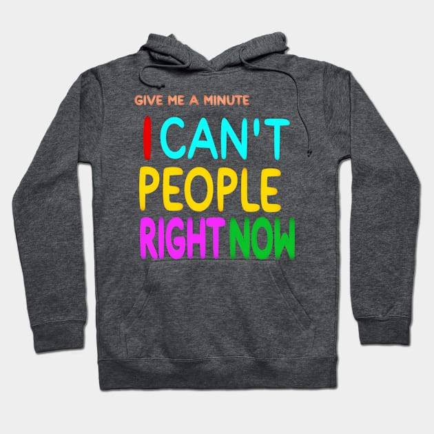 Give Me A Minute - I Can't People Right Now - Front Hoodie by SubversiveWare